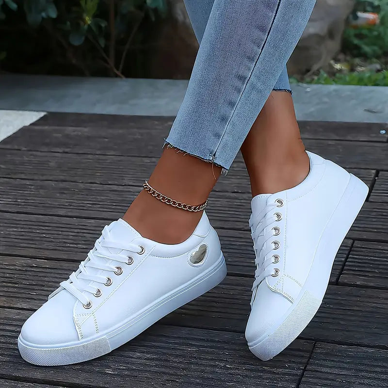 Causual Womens White Sneakers - Avelora