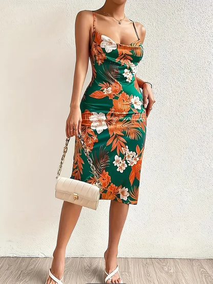 Long Flower Slim Fit Dress - Avelora