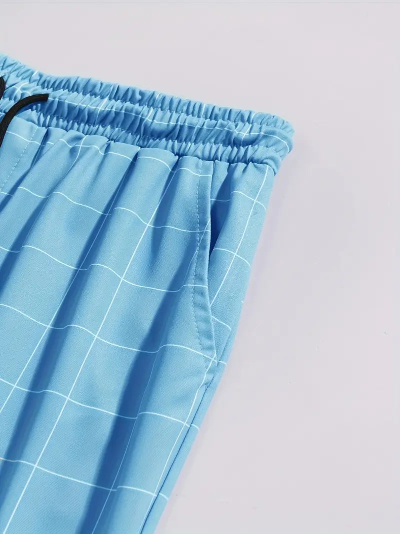 Blue Checkers Mens Pants - Avelora