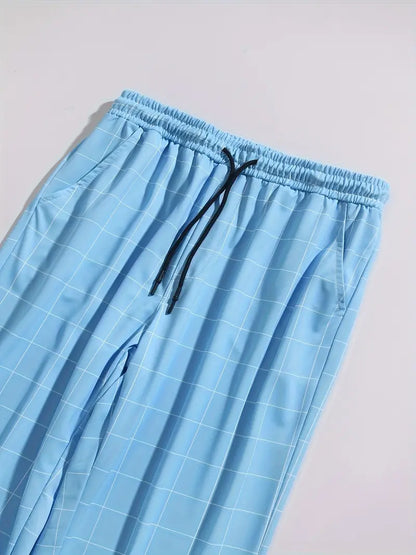 Blue Checkers Mens Pants - Avelora