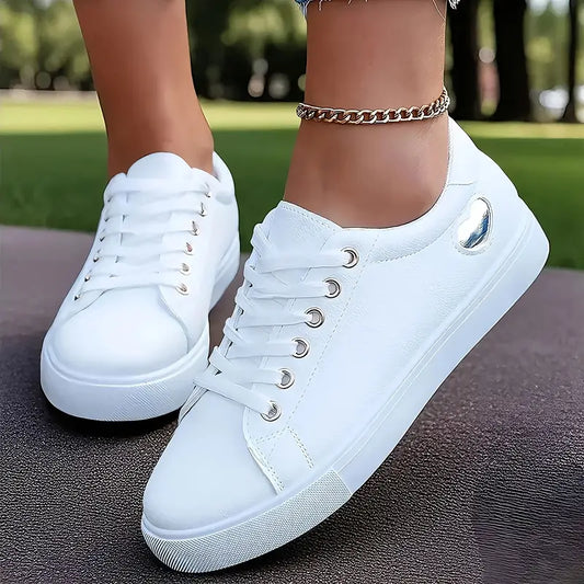 Causual Womens White Sneakers - Avelora