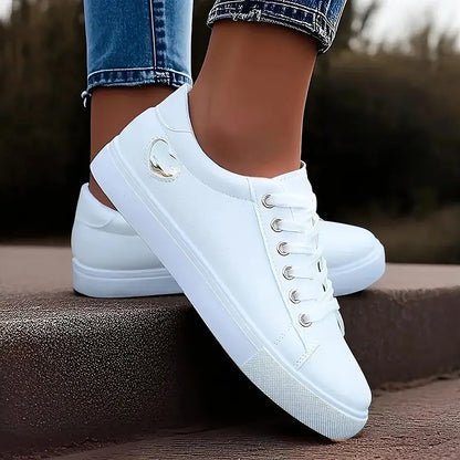 Causual Womens White Sneakers - Avelora
