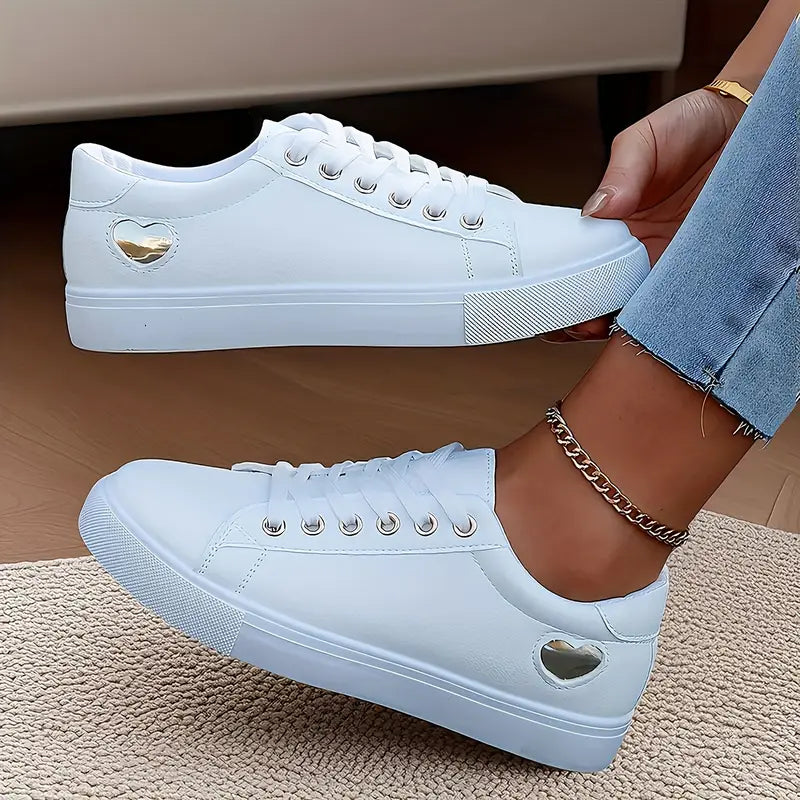 Causual Womens White Sneakers - Avelora