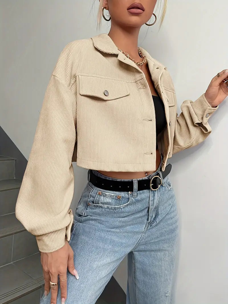 Casual Corduroy Womens Jacket - Avelora