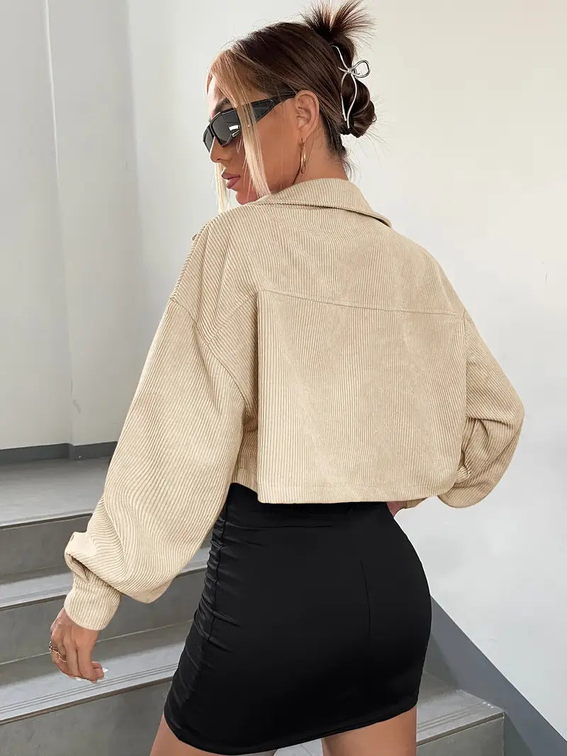 Casual Corduroy Womens Jacket - Avelora