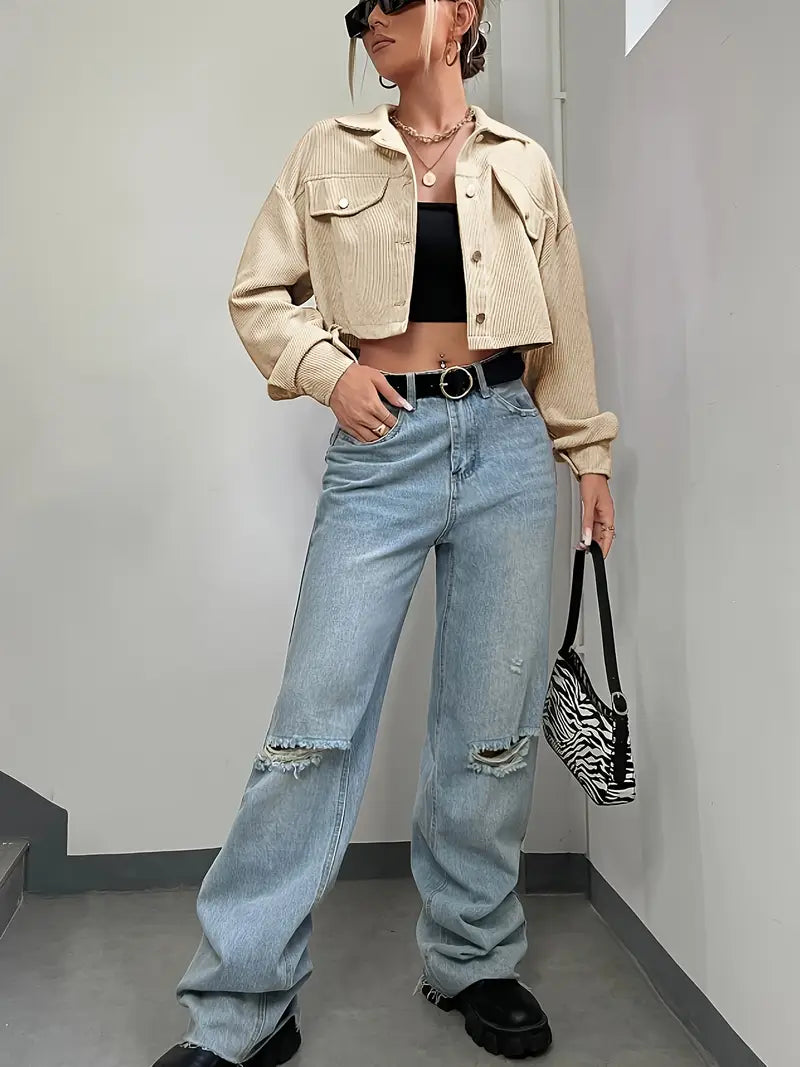 Casual Corduroy Womens Jacket - Avelora