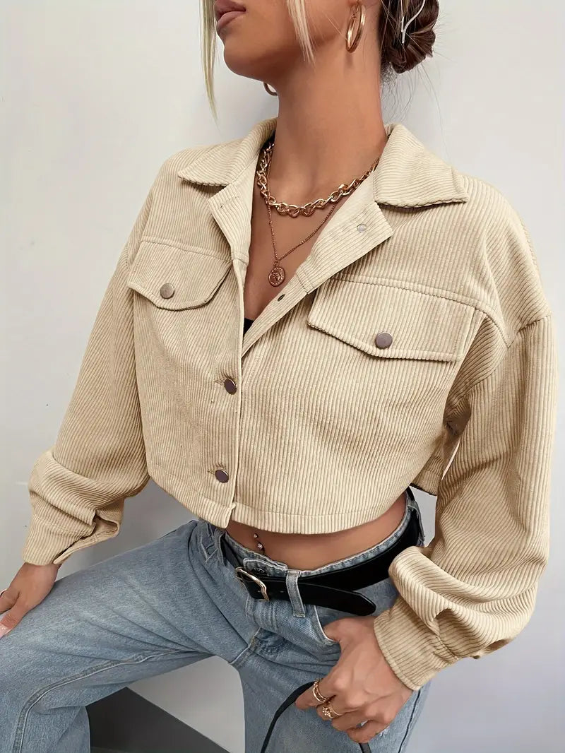 Casual Corduroy Womens Jacket - Avelora