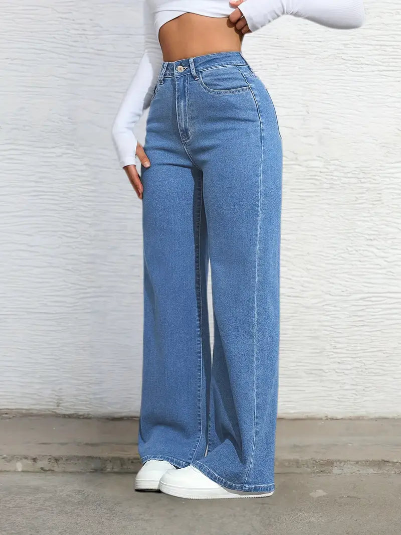 High Waist Denim Womens Pants - Avelora
