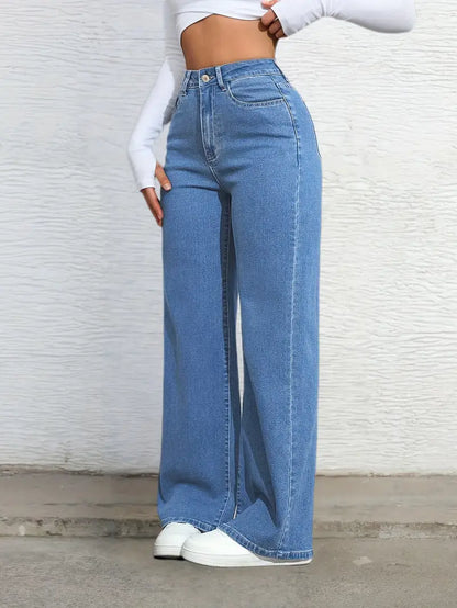 High Waist Denim Womens Pants - Avelora