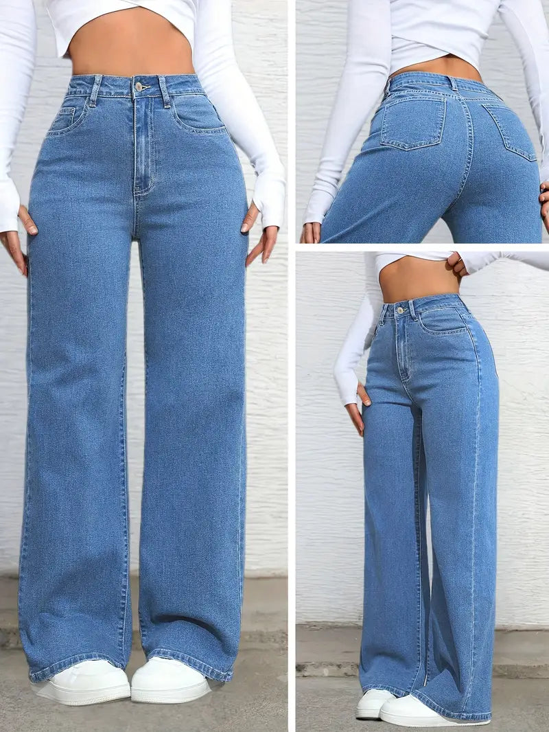 High Waist Denim Womens Pants - Avelora