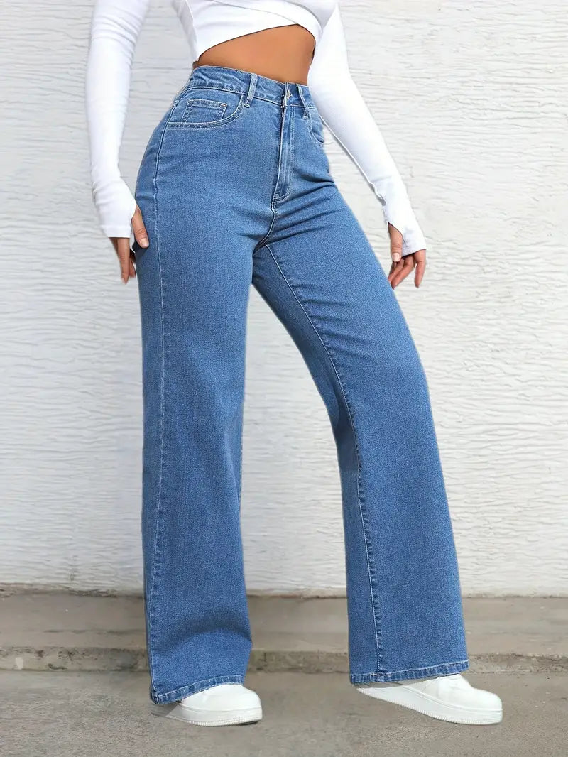 High Waist Denim Womens Pants - Avelora